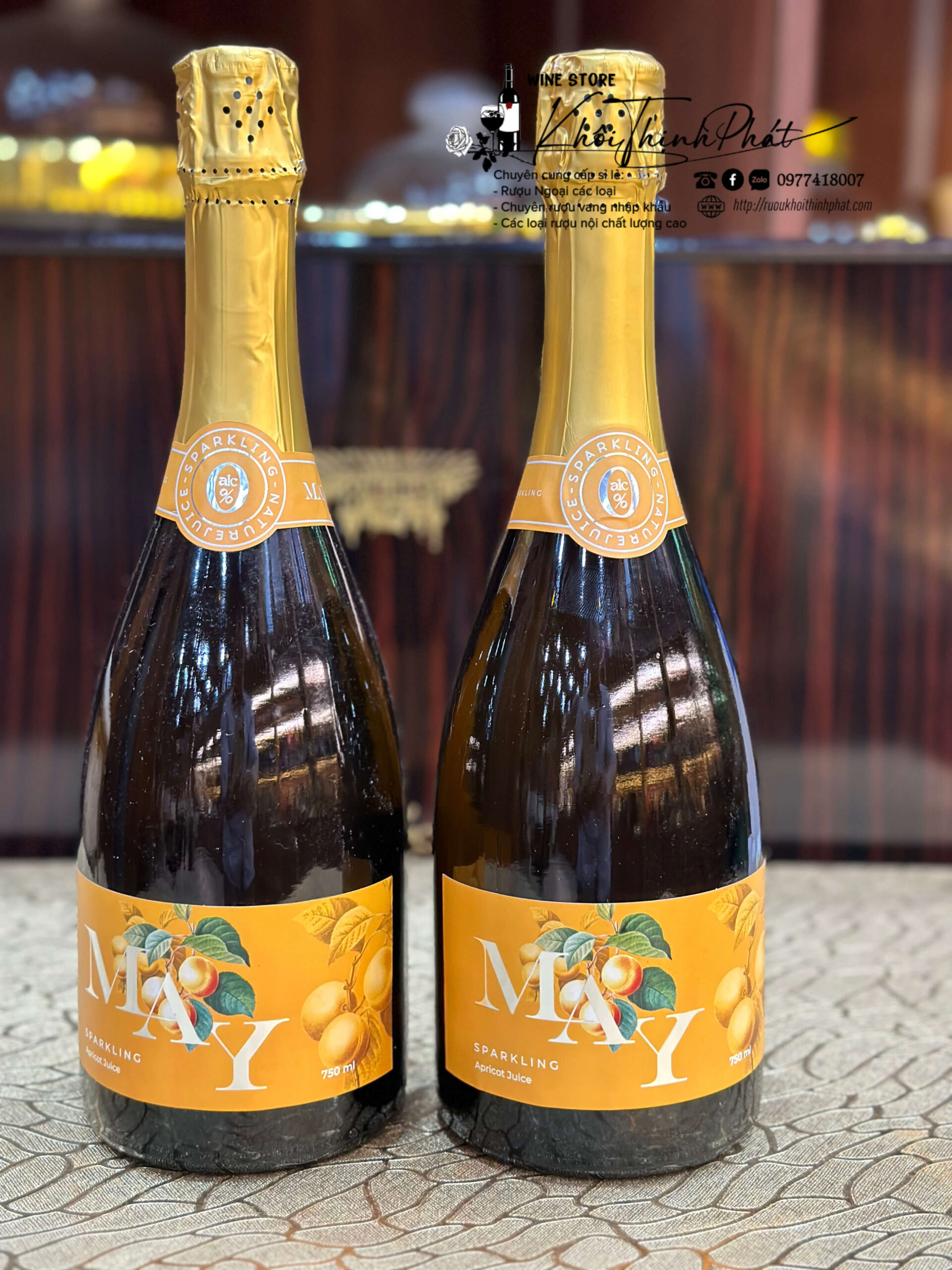 MAY Sparkling Apricot Juice – Nước ép mơ có gas 0%