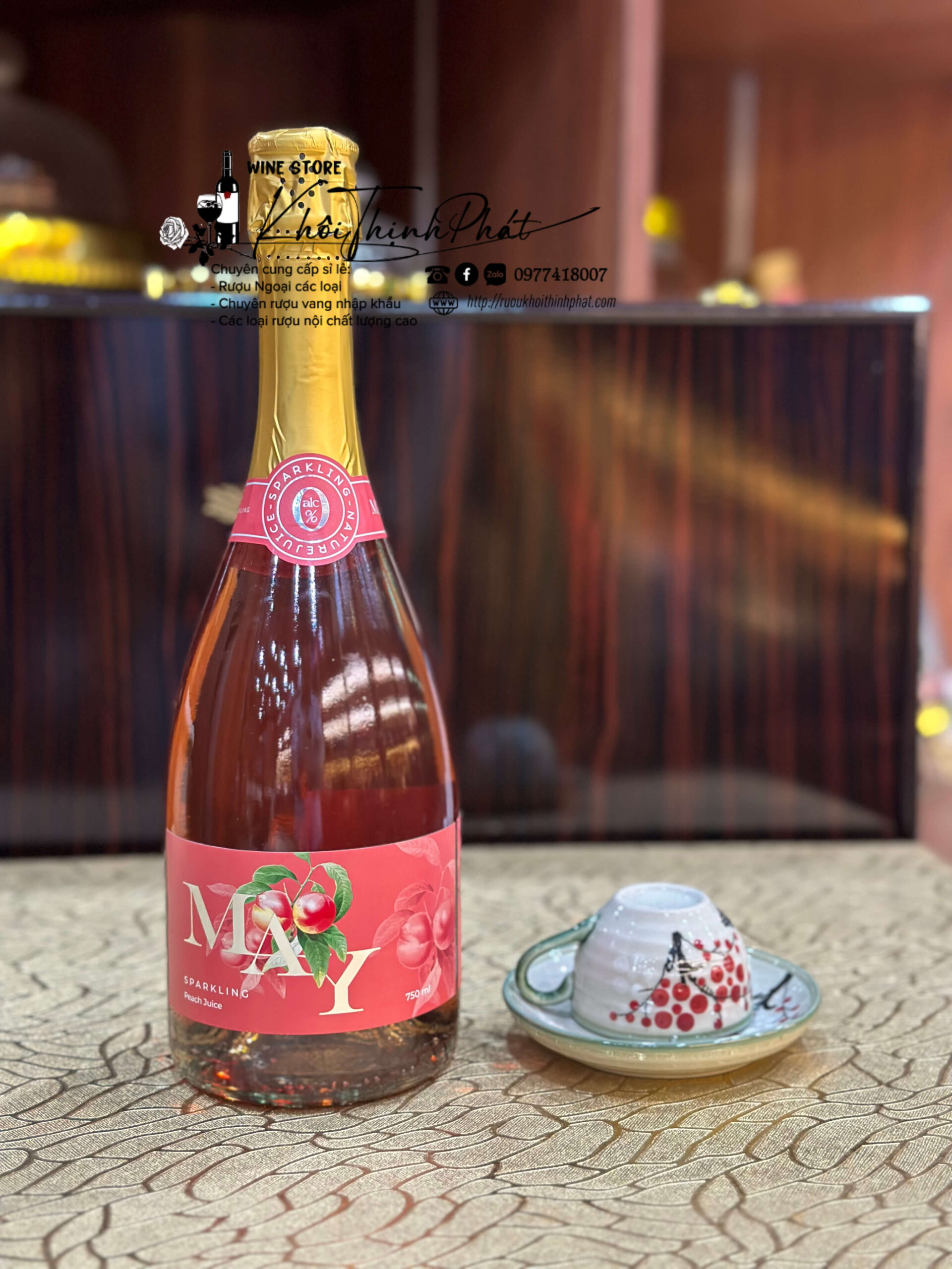 MAY Sparkling Peach Juice – Nước ép đào có gas 0%